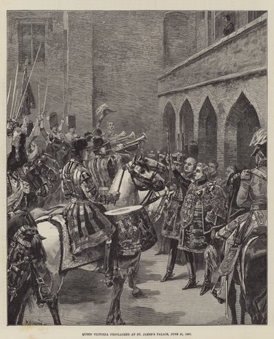 La Reina Victoria proclamada en el Palacio de St James, 21 de junio de 1837 de William Heysham Overend