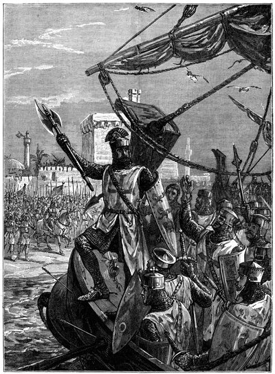 Ricardo I, Corazón de León desembarcando en Jaffa Joppa, septiembre de 1191 de William Heysham Overend