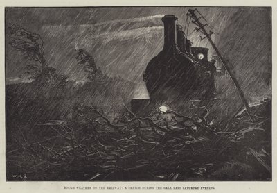 Mal Tiempo en el Ferrocarril, un Boceto durante el Temporal del Sábado por la Noche de William Heysham Overend