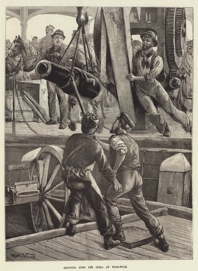 Embarcando Cañones para la India en Woolwich de William Heysham Overend