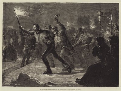 Patinaje en el Serpentine a la Luz de las Antorchas, Sigue a mi Líder de William Heysham Overend