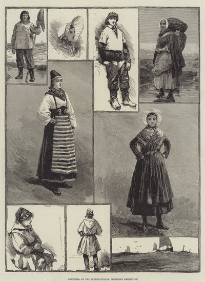 Bocetos en la Exposición Internacional de Pesca de William Heysham Overend