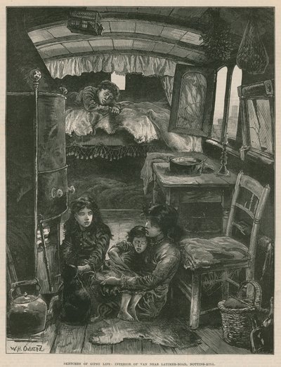 Bocetos de la vida gitana; Interior de una caravana cerca de Latimer Road, Notting Hill de William Heysham Overend