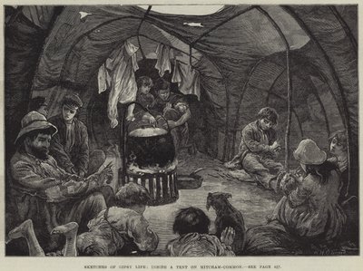 Bocetos de la vida gitana, dentro de una tienda en Mitcham-Common de William Heysham Overend