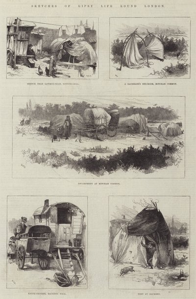 Bocetos de la Vida Gitana alrededor de Londres de William Heysham Overend