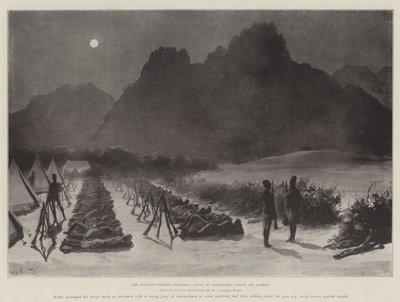 El avance hacia Dongola, Sonki a la luz de la luna, dentro del Zareba de William Heysham Overend