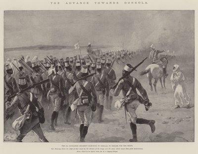 El avance hacia Dongola, el 9º Regimiento Sudanés marchando hacia Shellal para embarcar hacia el frente de William Heysham Overend