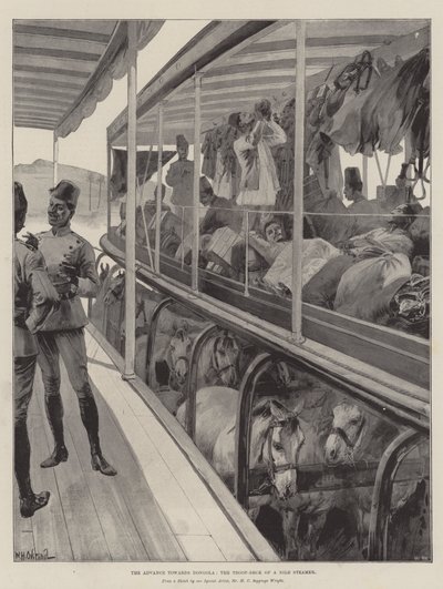 El avance hacia Dongola, la cubierta de tropas de un vapor del Nilo de William Heysham Overend