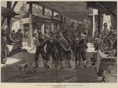La guerra afgana, los 4º Goorkhas marchando por el bazar, Jellalabad de William Heysham Overend