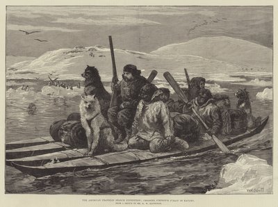 La Expedición Americana de Búsqueda de Franklin, cruzando el Estrecho de Simpson en Kayaks de William Heysham Overend