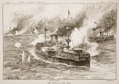 La batalla del río Yalu, 1894, ilustración de 