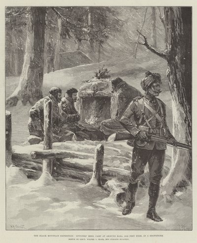 La expedición de la Montaña Negra, comedor de oficiales, campamento en Akhund Baba, 9100 pies de altura, en una tormenta de nieve de William Heysham Overend