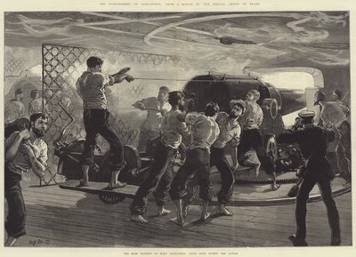 El bombardeo de Alejandría, la batería principal del HMS Alexandra (lado de babor) durante la acción de William Heysham Overend