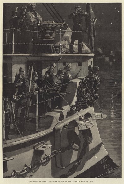 La crisis en Egipto, los arcos de uno de los barcos de guerra de Su Majestad de William Heysham Overend