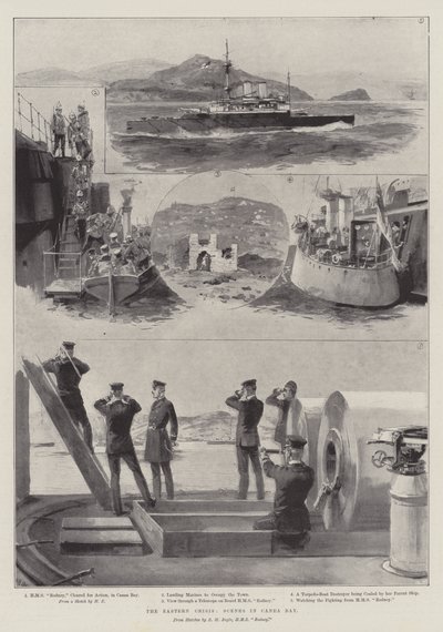 La crisis oriental, escenas en la bahía de Canea de William Heysham Overend