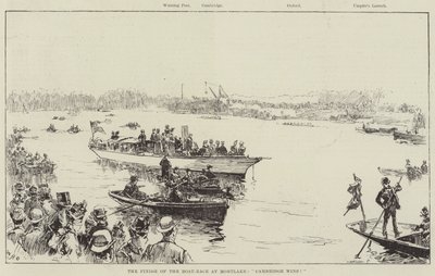 El final de la carrera de botes en Mortlake, ¡Cambridge gana! de William Heysham Overend