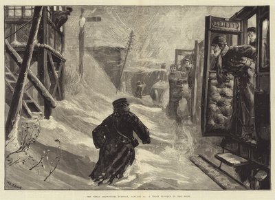 La gran tormenta de nieve, martes 18 de enero, un tren bloqueado en la nieve de William Heysham Overend