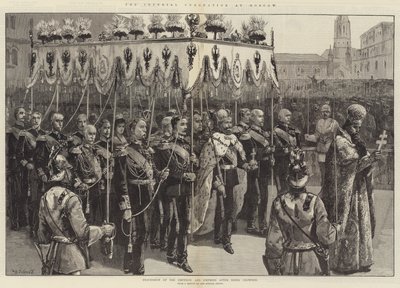 La Coronación Imperial en Moscú, Procesión del Emperador y la Emperatriz después de ser coronados de William Heysham Overend