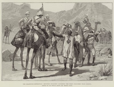 La expedición de Jartum, infantería montada capturando a los primeros prisioneros cerca de Gakdul de William Heysham Overend