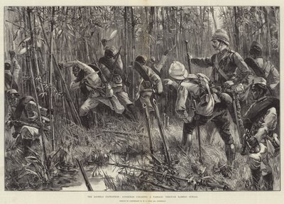 La expedición Looshai, los Gurkhas despejan un paso a través de la jungla de bambú de William Heysham Overend