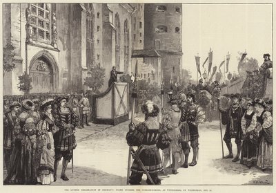 La celebración de Lutero en Alemania, escena fuera de la Schloss-Kirche, en Wittenberg, el miércoles 31 de octubre de William Heysham Overend