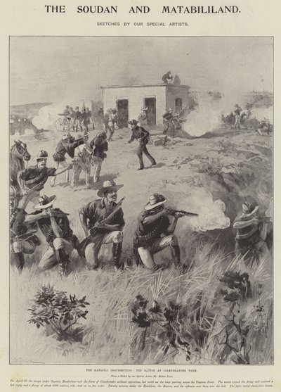 La Insurrección Matabili, la Batalla en la Granja Colenbrander de William Heysham Overend