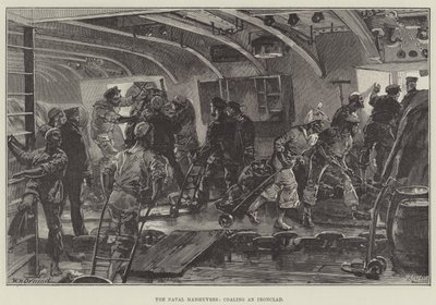Las maniobras navales, abasteciendo de carbón un acorazado de William Heysham Overend