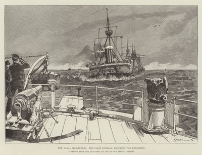 Las maniobras navales, la primera división rodeando los Longships de William Heysham Overend