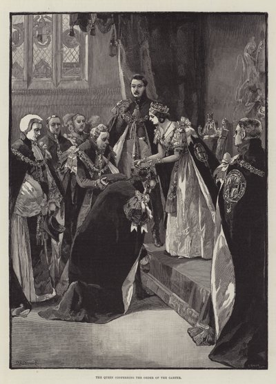 La Reina otorgando la Orden de la Jarretera de William Heysham Overend