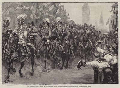 El Jubileo de la Reina, Escolta de Príncipes Reales en la Procesión desde el Palacio de Buckingham hasta la Abadía de Westminster de William Heysham Overend