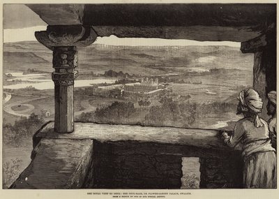 La visita real a la India, el Phul-Bagh, o Palacio del Jardín de Flores, Gwalior de William Heysham Overend