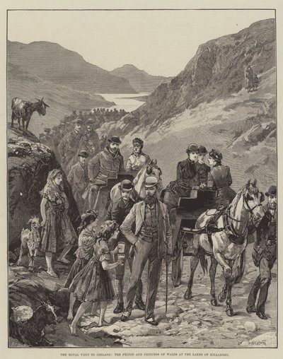 La Visita Real a Irlanda, el Príncipe y la Princesa de Gales en los Lagos de Killarney de William Heysham Overend