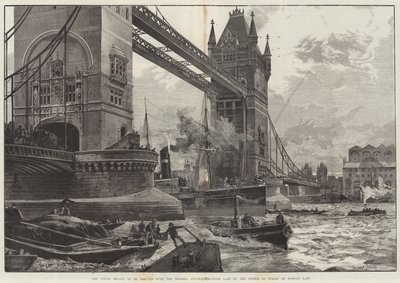 El Puente de la Torre, a ser erigido sobre el Támesis, piedra fundamental colocada por el Príncipe de Gales el lunes pasado de William Heysham Overend