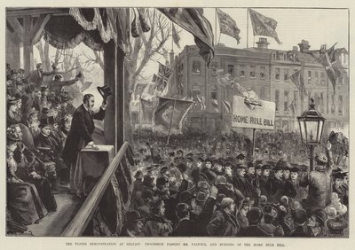La Demostración del Ulster en Belfast, Procesión pasando por el Sr. Balfour, y quema del Proyecto de Ley de Autonomía de William Heysham Overend