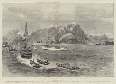 La guerra en Asia Oriental, desembarco de tropas japonesas en el promontorio de Shan Tung de William Heysham Overend
