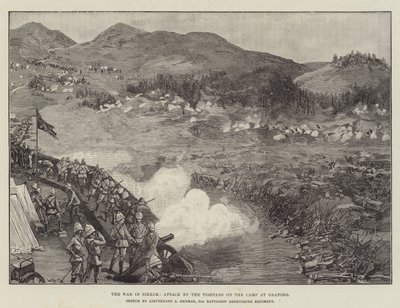 La guerra en Sikkim, ataque de los tibetanos al campamento en Gnatong de William Heysham Overend