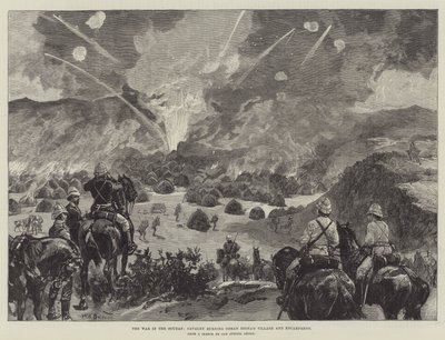 La Guerra en el Sudán, Caballería quemando la Aldea y el Campamento de Osman Digna de William Heysham Overend