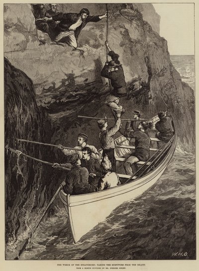El naufragio del Strathmore, rescatando a los sobrevivientes de la isla de William Heysham Overend