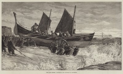 Las últimas tormentas, lanzando el bote salvavidas en Brighton de William Heysham Overend