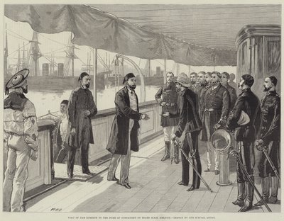 Visita del Jedive al Duque de Connaught a bordo del HMS Helicon de William Heysham Overend