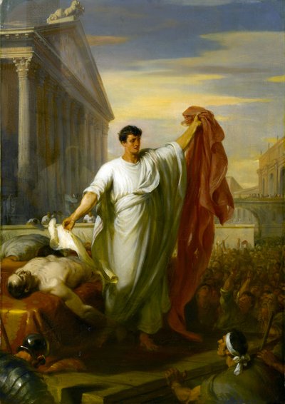 Marco Antonio leyendo el testamento del César de William Hilton