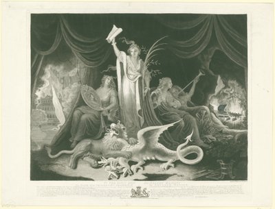 Alegoría del poder de Gran Bretaña, 1787 La creciente grandeza de la nación británica (título sobre objeto) de William Hincks