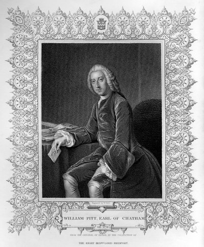 Retrato de William Pitt, 1er Conde de Chatham, grabado por William Holl el Joven (1807-71) de William Hoare