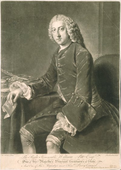 William Pitt, Secretario Principal de Estado, grabado por Richard Houston (1721-75) de William Hoare