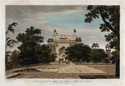 Vista de parte de la tumba del emperador Akbar en Secundrii de William Hodges
