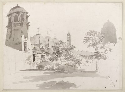 Vista de la Cuttera construida por Jaffier Cawn en Murishidbad, c.1781 (lavado gris y lápiz sobre papel) de William Hodges