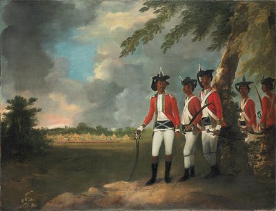 Campamento de mil hombres formado por Augustus Cleveland a tres millas de Bhagalpur, con su mansión en la distancia de William Hodges