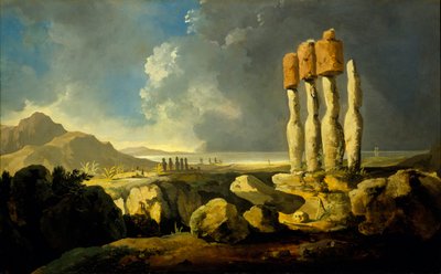 Monumentos de la Isla de Pascua, c.1776 (óleo sobre tabla) de William Hodges