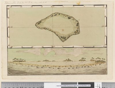 Página 25b/a Mapa y perfil de la Isla Palmerston de William Hodges
