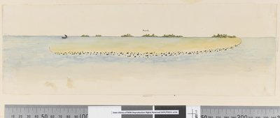 Página 25b Perfil de una isla del Pacífico no identificada que muestra una laguna de William Hodges